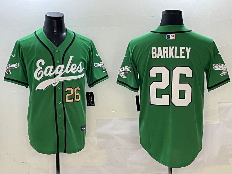 Men Philadelphia Eagles 26 Barkley Green three generations Jointly Name 2025 Nike Limited NFL Jersey style 13